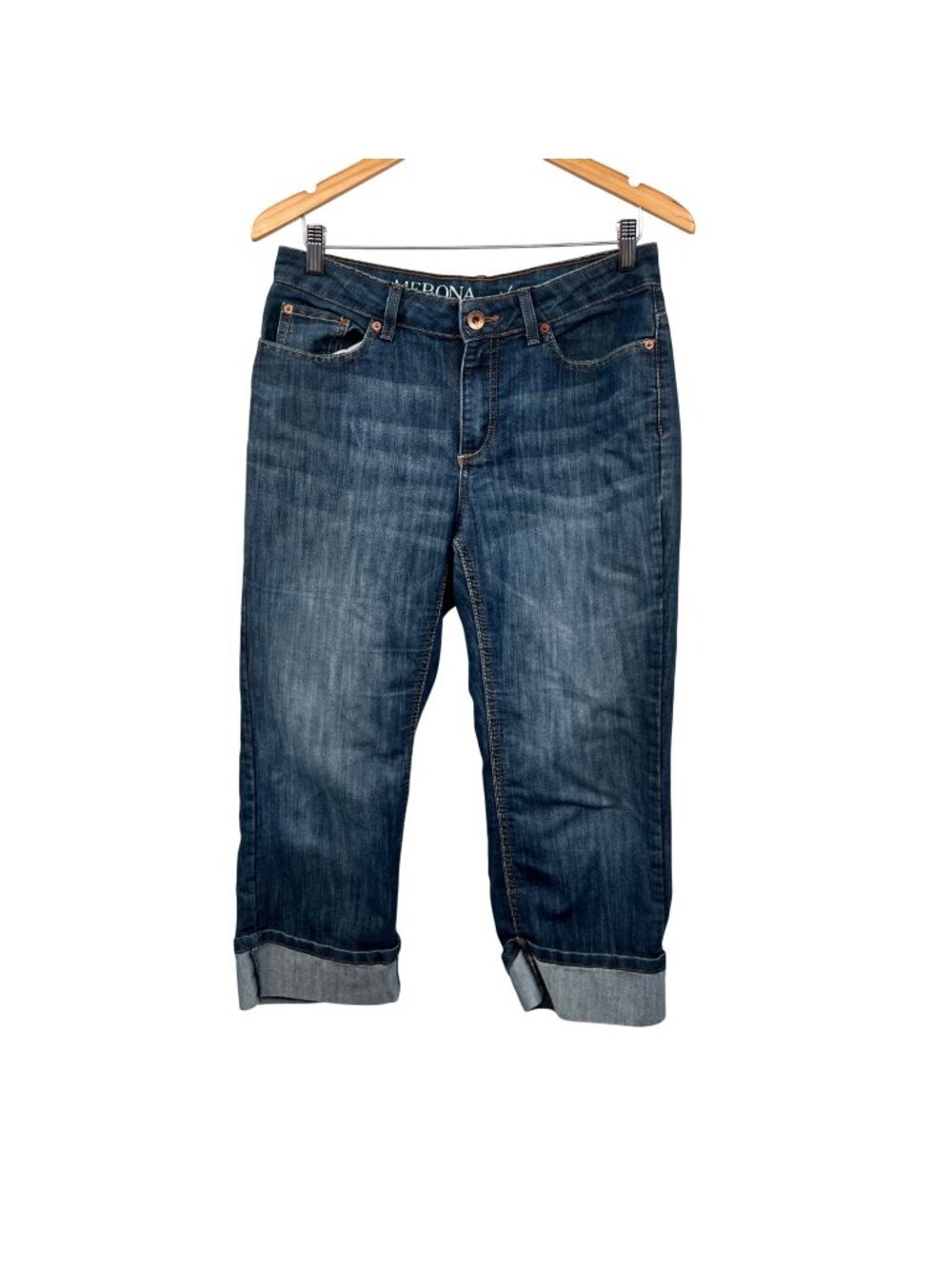 Merona Womens Cuffed Cropped Jeans Mid Rise Size 10